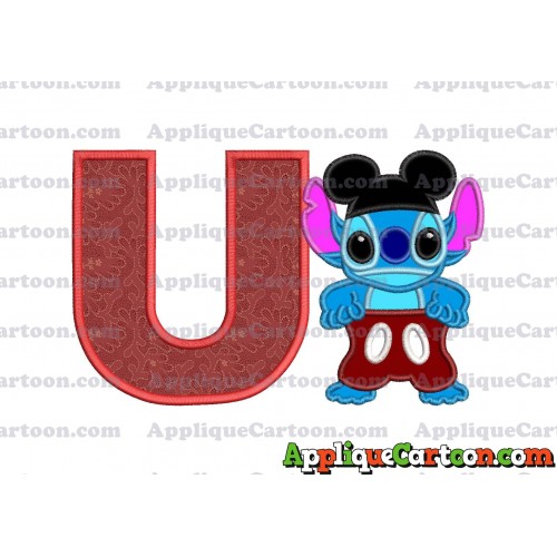 Lilo and Stitch Applique 01 Embroidery Design With Alphabet U
