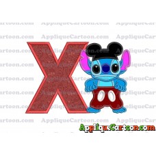Lilo and Stitch Applique 01 Embroidery Design With Alphabet X