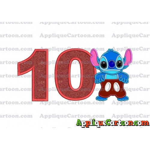 Lilo and Stitch Applique 02 Embroidery Design Birthday Number 10