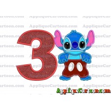 Lilo and Stitch Applique 02 Embroidery Design Birthday Number 3