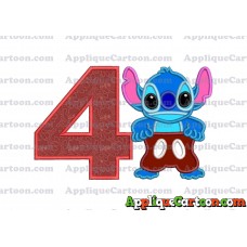 Lilo and Stitch Applique 02 Embroidery Design Birthday Number 4