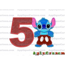 Lilo and Stitch Applique 02 Embroidery Design Birthday Number 5