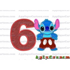 Lilo and Stitch Applique 02 Embroidery Design Birthday Number 6