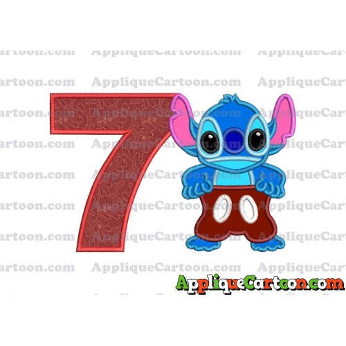 Lilo and Stitch Applique 02 Embroidery Design Birthday Number 7