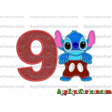 Lilo and Stitch Applique 02 Embroidery Design Birthday Number 9