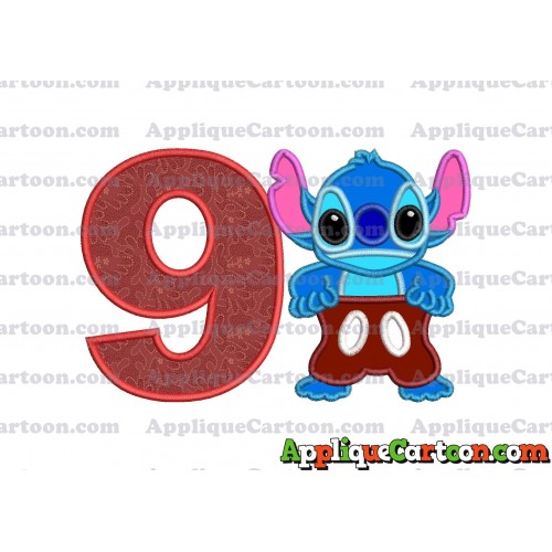 Lilo and Stitch Applique 02 Embroidery Design Birthday Number 9