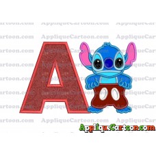 Lilo and Stitch Applique 02 Embroidery Design With Alphabet A