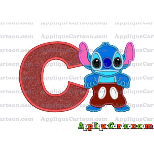 Lilo and Stitch Applique 02 Embroidery Design With Alphabet C