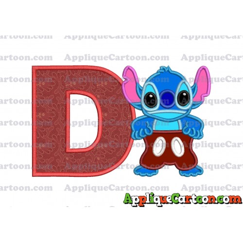 Lilo and Stitch Applique 02 Embroidery Design With Alphabet D