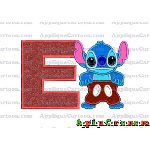 Lilo and Stitch Applique 02 Embroidery Design With Alphabet E