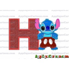 Lilo and Stitch Applique 02 Embroidery Design With Alphabet H