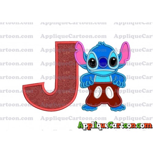 Lilo and Stitch Applique 02 Embroidery Design With Alphabet J