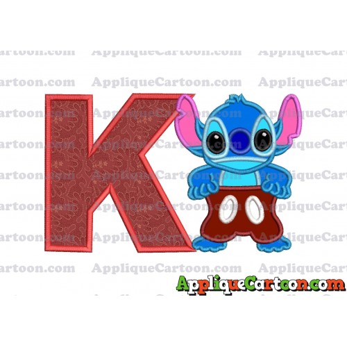 Lilo and Stitch Applique 02 Embroidery Design With Alphabet K