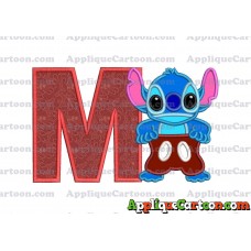 Lilo and Stitch Applique 02 Embroidery Design With Alphabet M