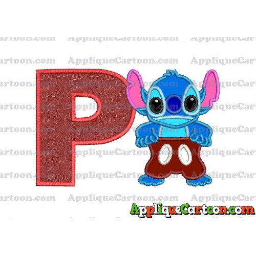 Lilo and Stitch Applique 02 Embroidery Design With Alphabet P