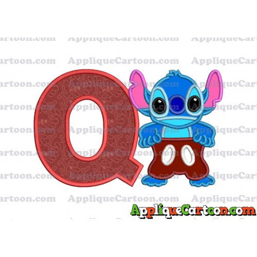 Lilo and Stitch Applique 02 Embroidery Design With Alphabet Q