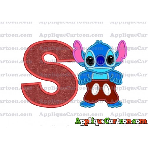Lilo and Stitch Applique 02 Embroidery Design With Alphabet S
