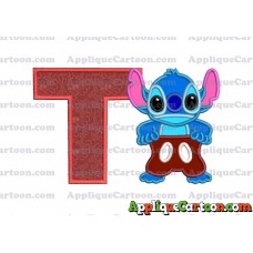 Lilo and Stitch Applique 02 Embroidery Design With Alphabet T