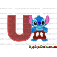 Lilo and Stitch Applique 02 Embroidery Design With Alphabet U