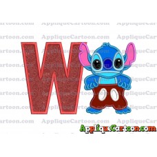 Lilo and Stitch Applique 02 Embroidery Design With Alphabet W