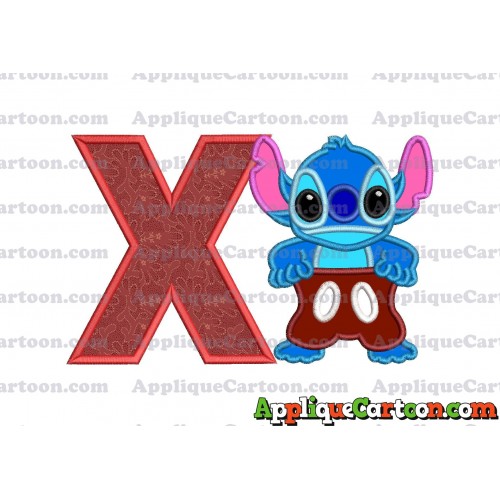 Lilo and Stitch Applique 02 Embroidery Design With Alphabet X