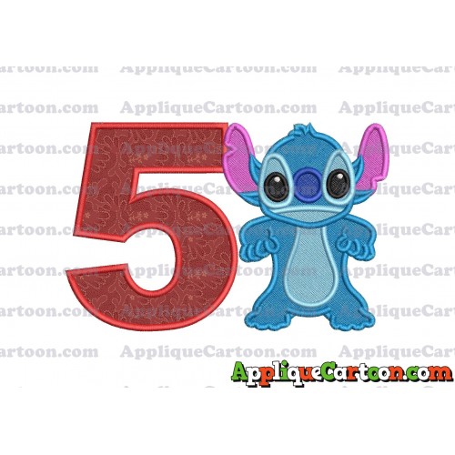 Lilo and Stitch Applique 03 Embroidery Design 2 Birthday Number 5