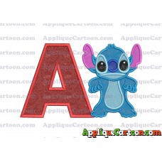 Lilo and Stitch Applique 03 Embroidery Design 2 With Alphabet A