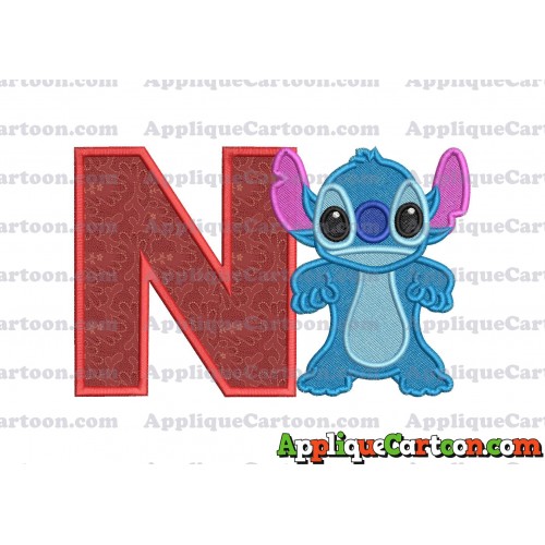 Lilo and Stitch Applique 03 Embroidery Design 2 With Alphabet N