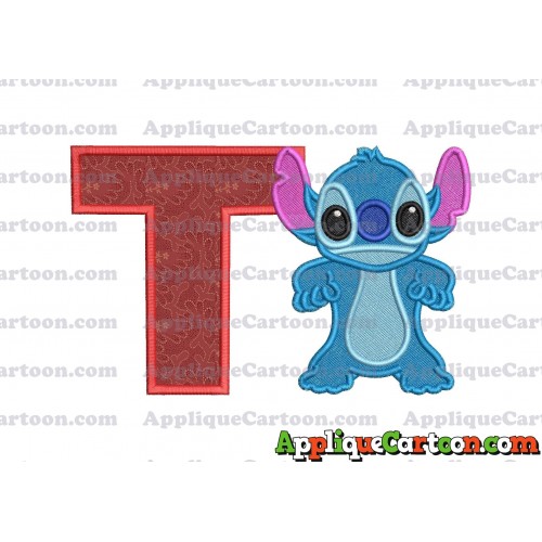 Lilo and Stitch Applique 03 Embroidery Design 2 With Alphabet T