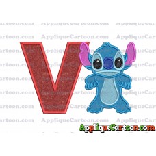 Lilo and Stitch Applique 03 Embroidery Design 2 With Alphabet V