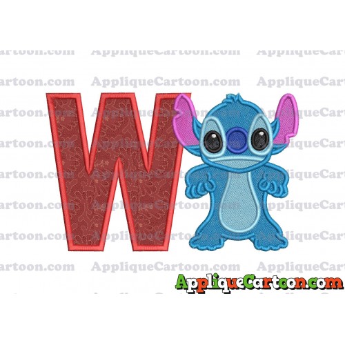 Lilo and Stitch Applique 03 Embroidery Design 2 With Alphabet W