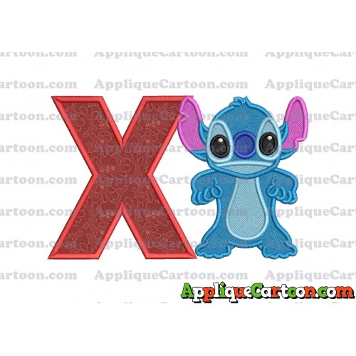 Lilo and Stitch Applique 03 Embroidery Design 2 With Alphabet X