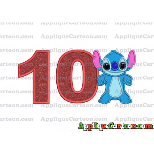 Lilo and Stitch Applique 03 Embroidery Design Birthday Number 10