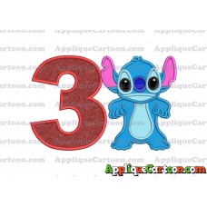 Lilo and Stitch Applique 03 Embroidery Design Birthday Number 3