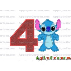 Lilo and Stitch Applique 03 Embroidery Design Birthday Number 4