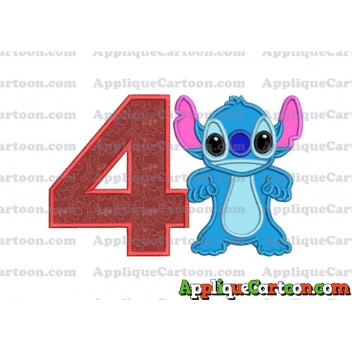 Lilo and Stitch Applique 03 Embroidery Design Birthday Number 4