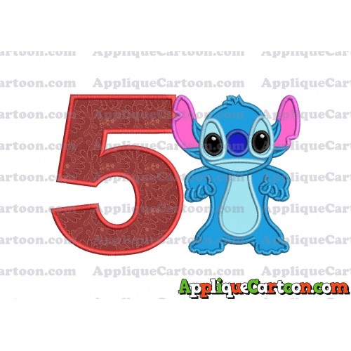 Lilo and Stitch Applique 03 Embroidery Design Birthday Number 5