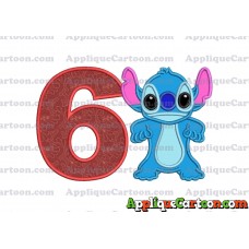 Lilo and Stitch Applique 03 Embroidery Design Birthday Number 6