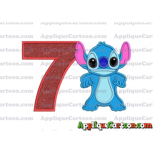 Lilo and Stitch Applique 03 Embroidery Design Birthday Number 7