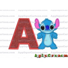 Lilo and Stitch Applique 03 Embroidery Design With Alphabet A