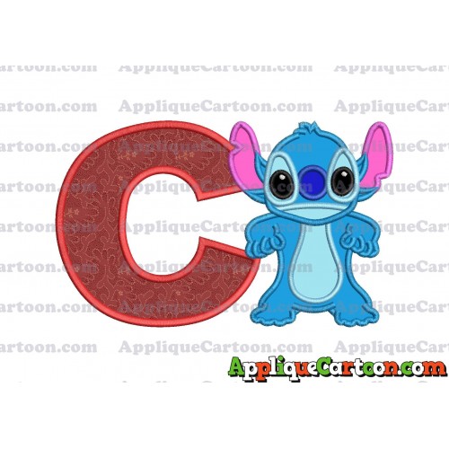 Lilo and Stitch Applique 03 Embroidery Design With Alphabet C