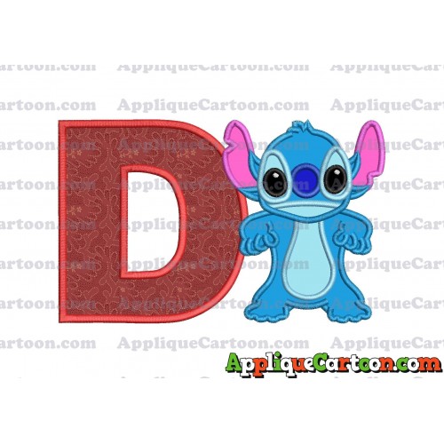 Lilo and Stitch Applique 03 Embroidery Design With Alphabet D