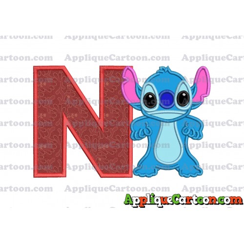 Lilo and Stitch Applique 03 Embroidery Design With Alphabet N
