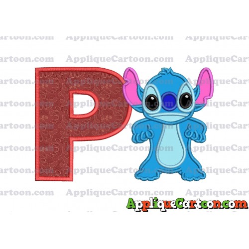 Lilo and Stitch Applique 03 Embroidery Design With Alphabet P