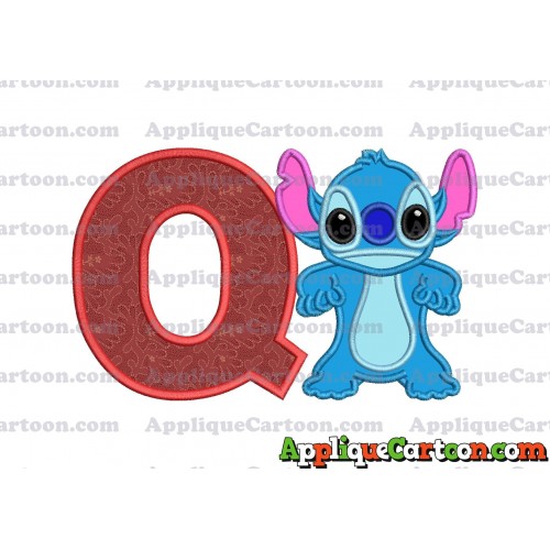 Lilo and Stitch Applique 03 Embroidery Design With Alphabet Q