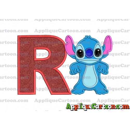 Lilo and Stitch Applique 03 Embroidery Design With Alphabet R