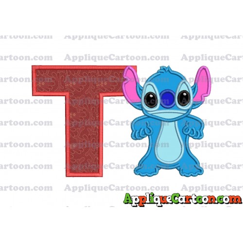 Lilo and Stitch Applique 03 Embroidery Design With Alphabet T