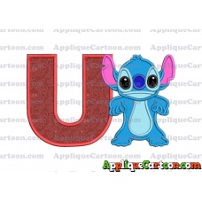 Lilo and Stitch Applique 03 Embroidery Design With Alphabet U