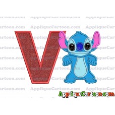 Lilo and Stitch Applique 03 Embroidery Design With Alphabet V