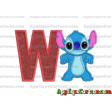 Lilo and Stitch Applique 03 Embroidery Design With Alphabet W